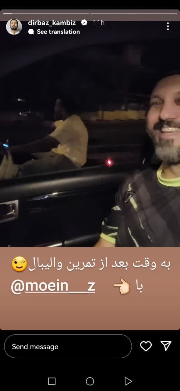 کار خطرناک کامبیز دیرباز و معین زد هنگام رانندگی/ عکس