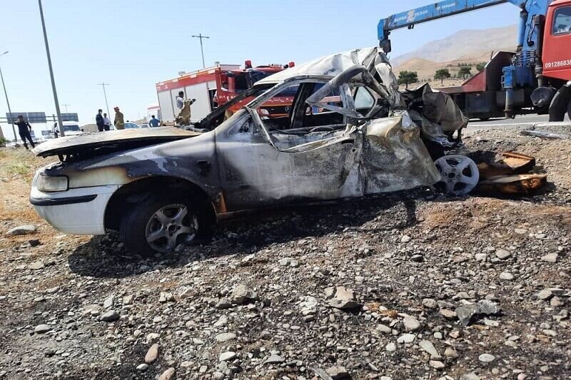 تصادف مرگبار سمند با تریلر تصادف مرگبار سمند با تریلر