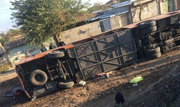 واژگونی اتوبوس در شرق گلستان واژگونی اتوبوس در شرق گلستان