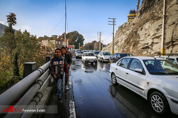 ترافیک سنگین در جاده چالوس