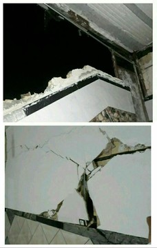 خسارات زلزله به منازل مسکونی شهرستان ثلاث باباجانی