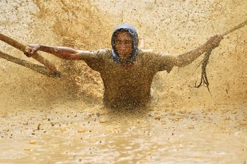 مسابقه گاو سواری در اندونزی