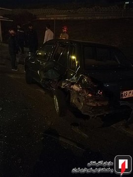 تصادف پژو 405 با پراید در بزرگراه نیایش