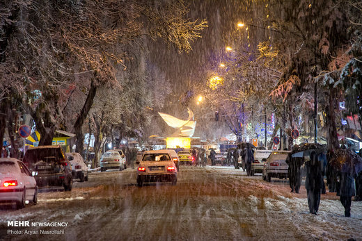بارش برف در سنندج