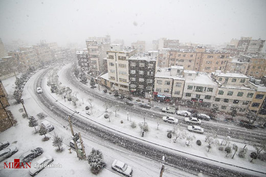 بارش برف در همدان