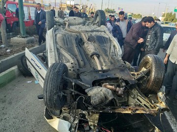 واژگونی گشت نامحسوس پلیس راهور ارومیه واژگونی گشت نامحسوس پلیس راهور ارومیه