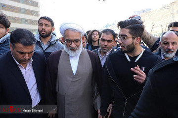 عکس/ بازدید دادستان کل کشور از محل حادثه دانشگاه علوم تحقیقات
