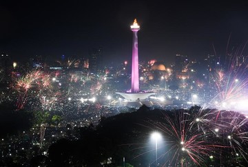 جشن آغاز سال 2019 در شهر  جاکارتا اندونزی
