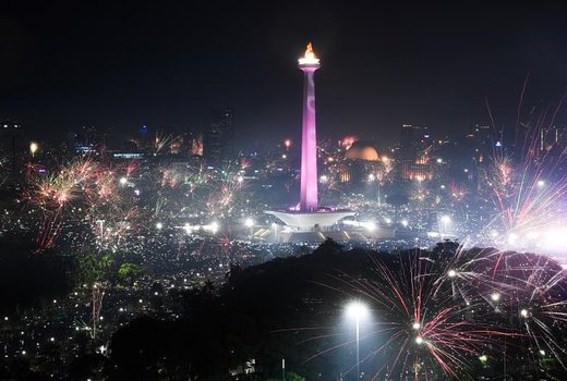 جشن آغاز سال 2019 در شهر  جاکارتا اندونزی