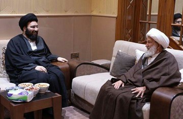 دیدار نوه امام خمینی(ره) با رهبر معنوی شیعیان بحرین/عکس