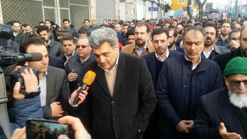 مراسم تشییع پیکر آتش نشان شهید سید احسان جامعی با حضور  پیروز حناچی، شهردار تهران،