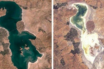 چالش عکس ۱۰ ساله به دریاچه ارومیه رسید/ مرثیه‌ای برای محیط زیست