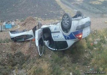 یک تصادف عجیب: راننده خواب پراید، ماشین پلیس راه را چپ کرد