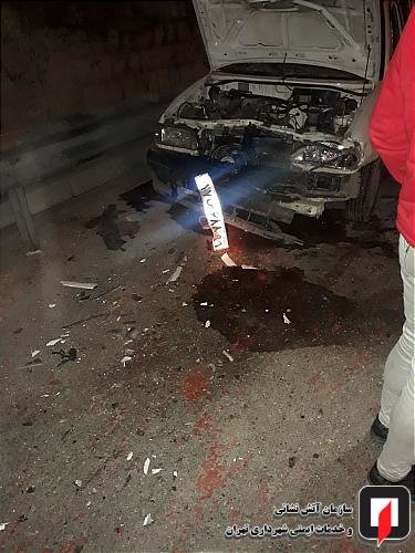 تصادف پژو 405، پراید و وانت پیکان در بزرگراه آزادگان