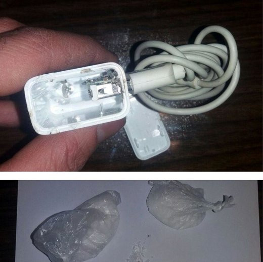 مواد مخدر شیشه از شارژر موبایل کشف شد!/ عکس