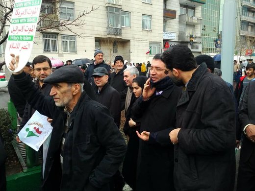 حضور رحمانی، وزیر صنعت، معدن و تجارت در راهپیمایی ۲۲ بهمن تهران