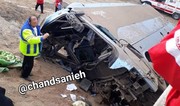 اولین تصاویر از واژگونی اتوبوس در جاده قم-تهران با ۸ کشته