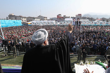 سخنرانی رئیس‌جمهور در ورزشگاه تختی شهرستان لاهیجان