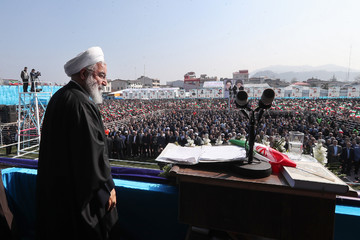 سخنرانی رئیس‌جمهور در ورزشگاه تختی شهرستان لاهیجان