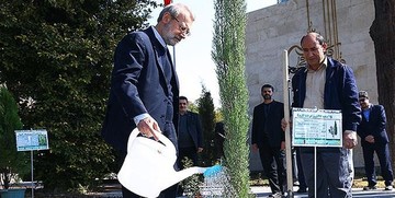 علی لاریجانی چه نوع درختی کاشت؟/ تصاویر