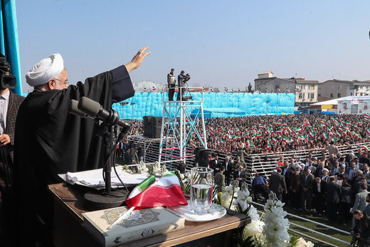 سخنرانی رئیس‌جمهور در ورزشگاه تختی شهرستان لاهیجان