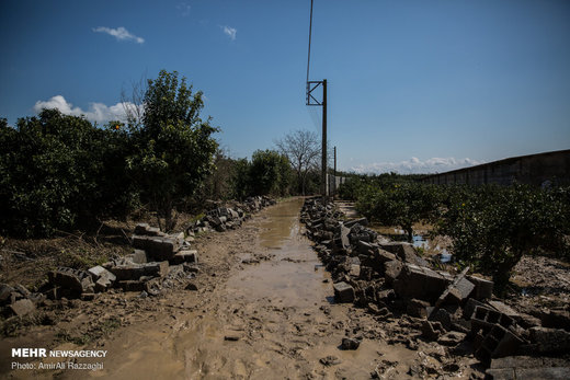 خسارات سیل در روستای اسفندان ساری