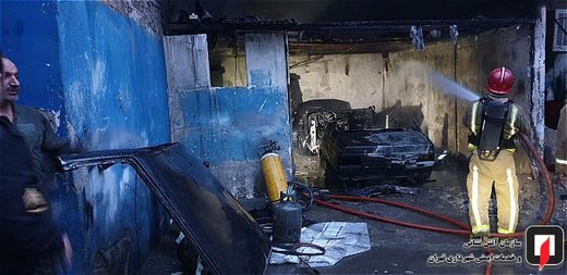 آتش سوزی کارگاه صافکاری و نقاشی خودرو