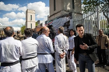 مراسم گلریزان جامعه ورزش برای کمک به مردم سیل‌زده