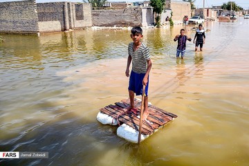 ورود سیلاب به غرب اهواز