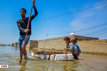ورود سیلاب به غرب اهواز
