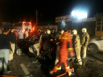 تصادف ام‌وی‌ام با پژو ۴٠۵ در جاده خاوران