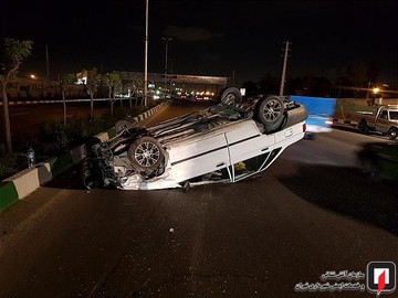 تصادف پراید با پژو 206 در جاده شهریار