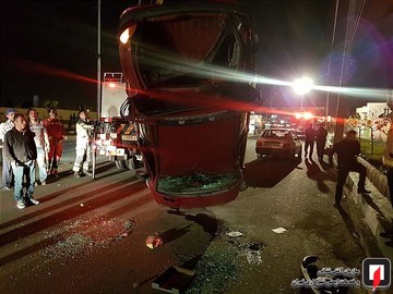 تصادف پراید با پژو 206 در جاده شهریار