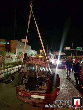 تصادف پراید با پژو 206 در جاده شهریار