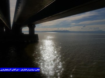غروب دل‌انگیز دریاچه ارومیه