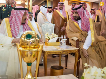 ملک سلمان و بن سلمان در فینال جام پادشاهی عربستان