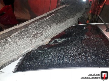 سقوط درخت بر روی کیا سراتو در بزرگراه شهید اشرفی اصفهانی