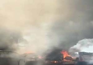  بازار فلافل فروشان لشکرآباد اهواز آتش گرفت