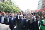 روحانی و علی لاریجانی به جمع راهپیمایان روز قدس پیوستند +عکس
