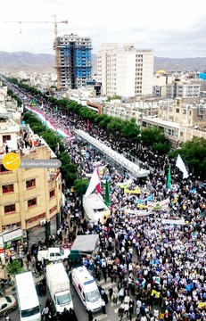 تصویری هوایی از راهپیمایی پرشور مردم مشهد در ساعات اولیه آغاز راهپیمایی روز قدس