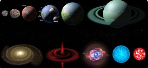 مقایسه اندازه هر آنچه در فضا هست/ اندازه زمین چقدر کوچک است؟