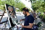 تصاویر | کارگاه نقاشی با موضوع امام خمینی(ره) در جوار حرم