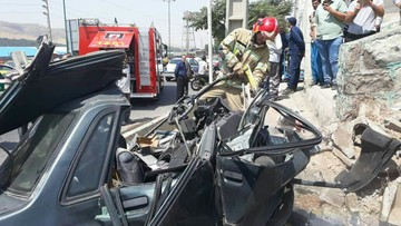 تصادف پراید در جاده دماوند