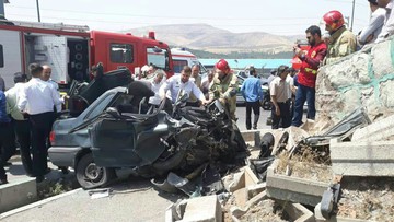 تصادف پراید در جاده دماوند