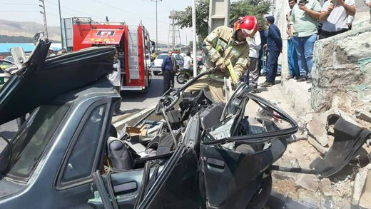 تصادف پراید در جاده دماوند
