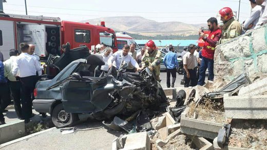 تصادف پراید در جاده دماوند