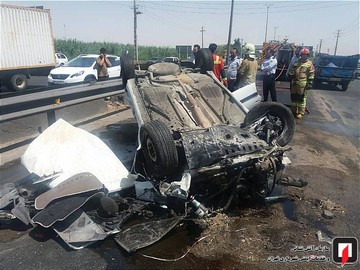 واژگونی پژو پرشیا در جاده ورامین