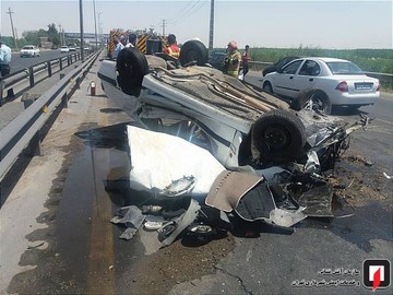 واژگونی پژو پرشیا در جاده ورامین