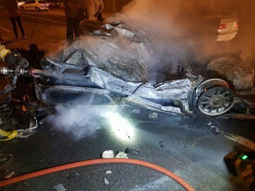 تصادف دو  پژو 405 با پژو پرشیا در اتوبان تهران - قم