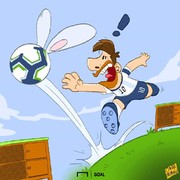لیونل مسی در زمین فوتبال دنبال خرگوش!
